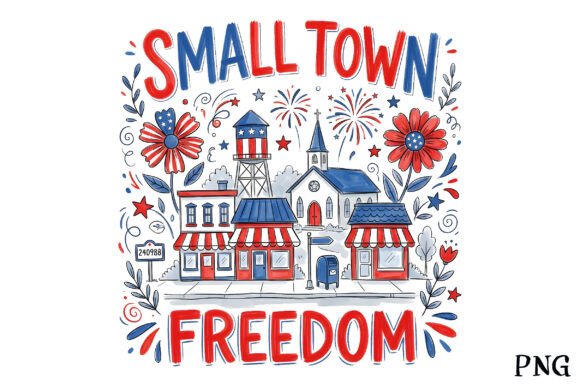 4th of July Small Town Freedom PNG: Your Sublimation Design Asset