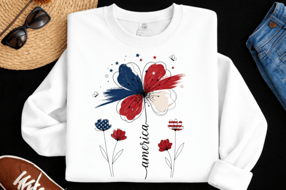 America Flower Patriotic PNG: Design for Modern Patriotism