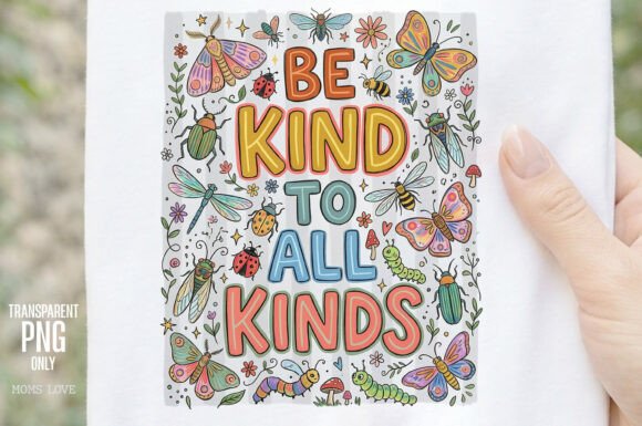 Be Kind to All Kinds Insect Garden PNG: A Whimsical Design Asset