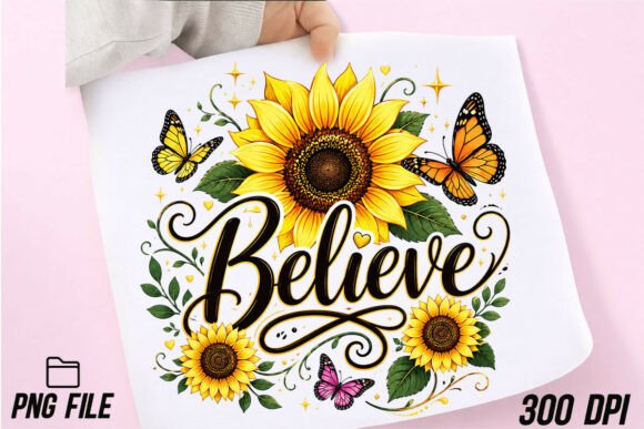 Believe Sunflower PNG: A Versatile Design Asset