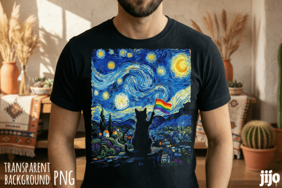 Cat Pride Rainbow Starry PNG: A Designer's Cosmic Asset