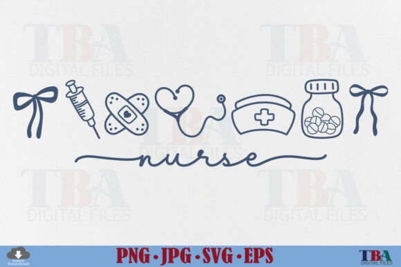Coquette Nurse Life Nursing Doodle Icons: Design Assets