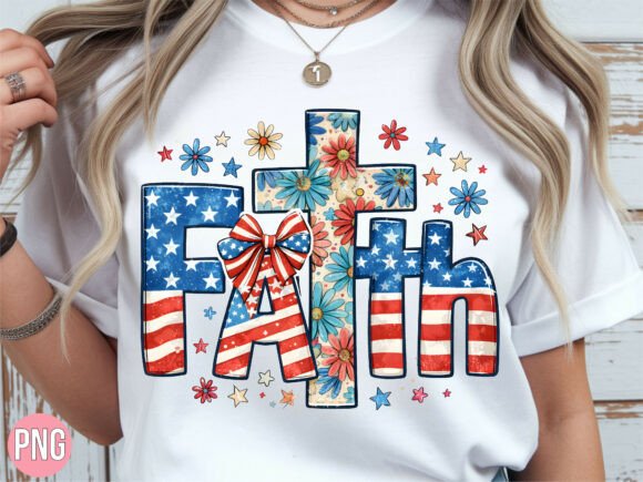 Faith American Flag Floral PNG for Inspired Design