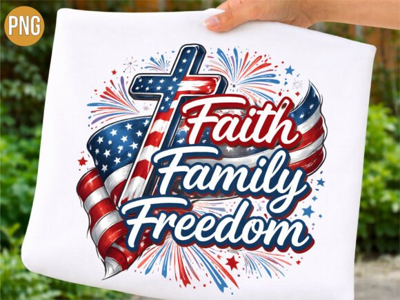 Faith Family Freedom Patriotic Cross PNG: A Design Asset for Impactful Projects