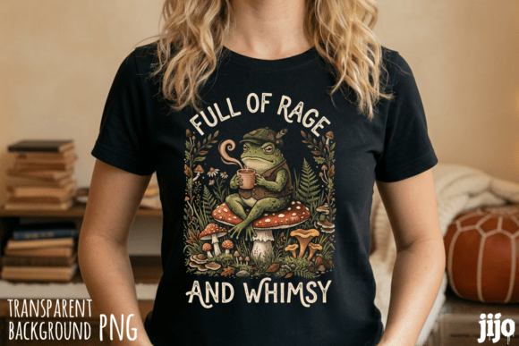 Frog Mushroom Forest Whimsy PNG for Creative Design