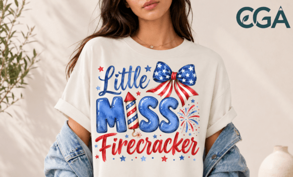 Little Miss Firecracker Bow PNG: A Design Asset for Festive Branding