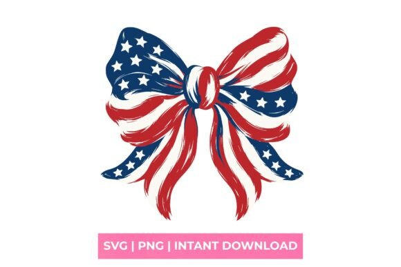 Patriotic American Flag Coquette Bow SVG