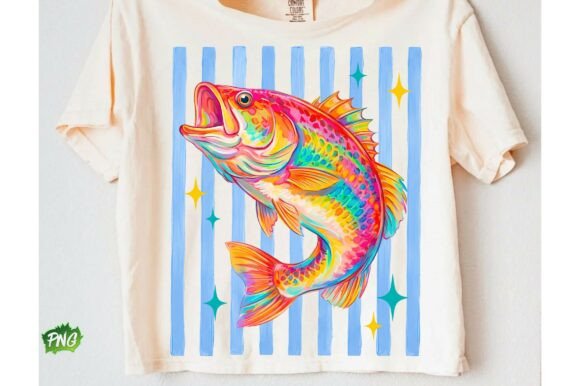 Retro Bass Fish PNG: Fishing Graphic for Creative Projects