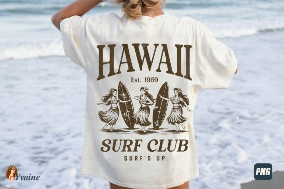 Retro Summer Hawaii Surf Club PNG: A Vintage Design Asset