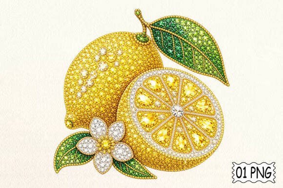 Rhinestone Summer Lemon PNG: Sparkle in Your Designs