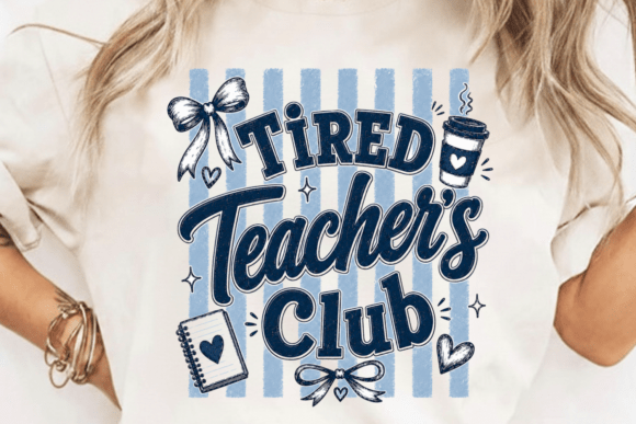 Striped Tired Teachers Club PNG: A Design Asset for Educator Branding