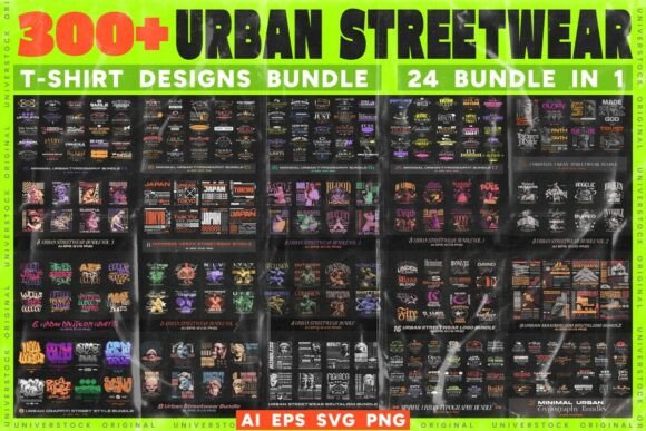 Urban Streetwear T-shirt Designs Bundle: Elevate Your Brand