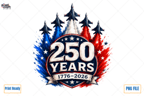 USA 250 Years Patriotic Jets PNG: A Dynamic Design Asset