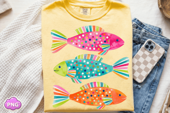 Vibrant Coastal Design with Preppy Fish PNG Clipart